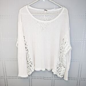 Free‎ People Pink Striped Top with Lace sides panel SZ S